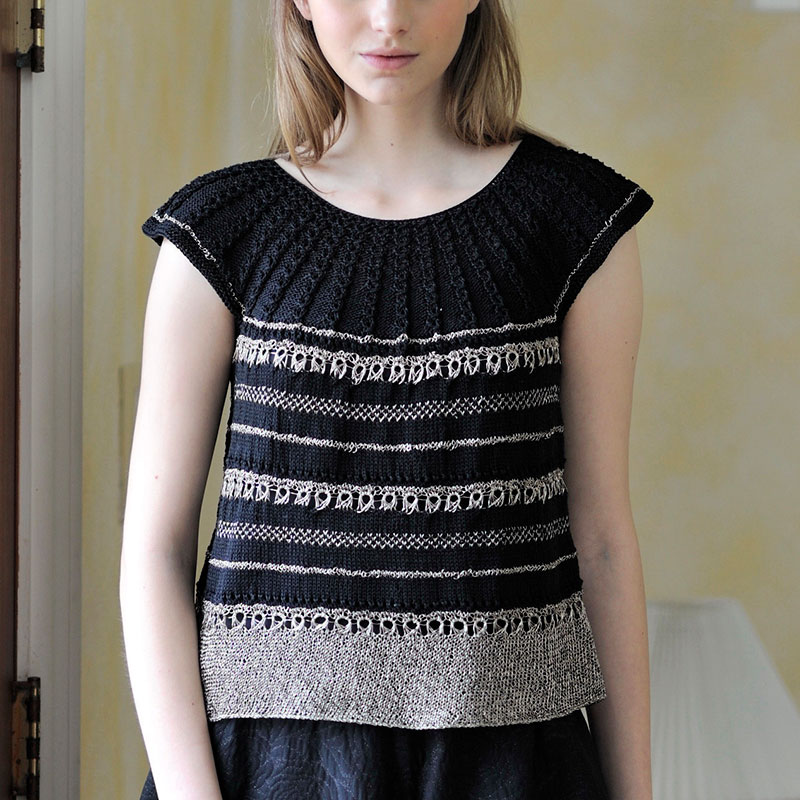 〈レシピ〉ランダム・ストライプの丸ヨークプル