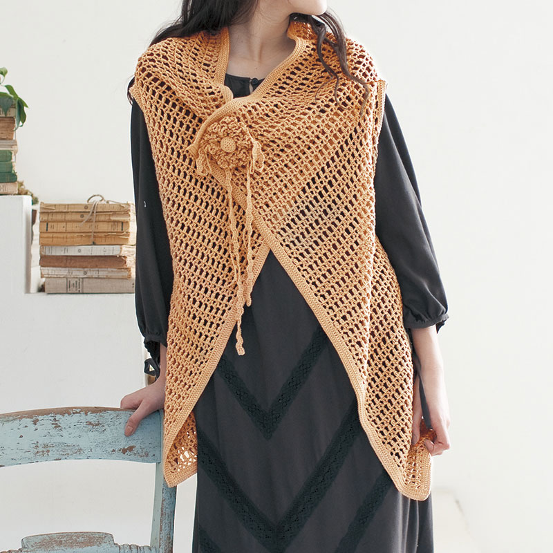 〈レシピ〉オレンジ色のロング丈ジレ