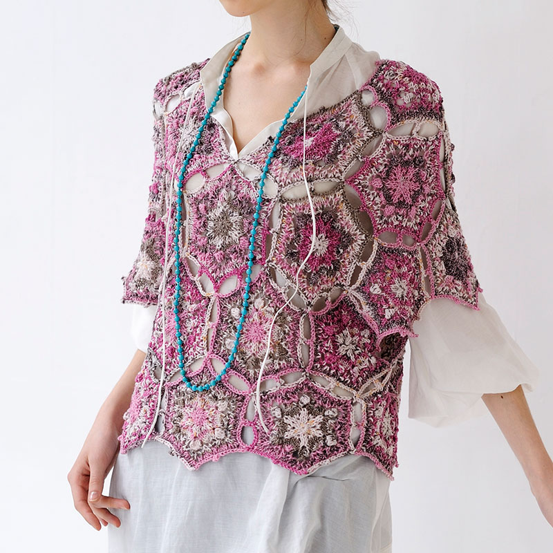〈レシピ〉クンスト編みモチーフつなぎのポンチョベスト