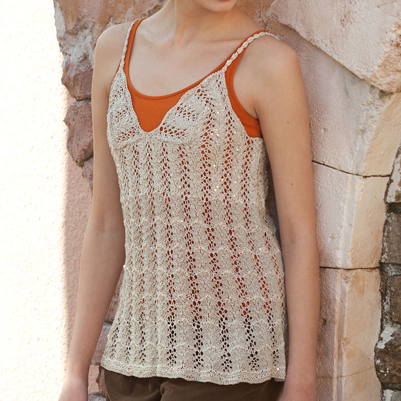 〈レシピ〉透かし模様のチュニック丈キャミソール