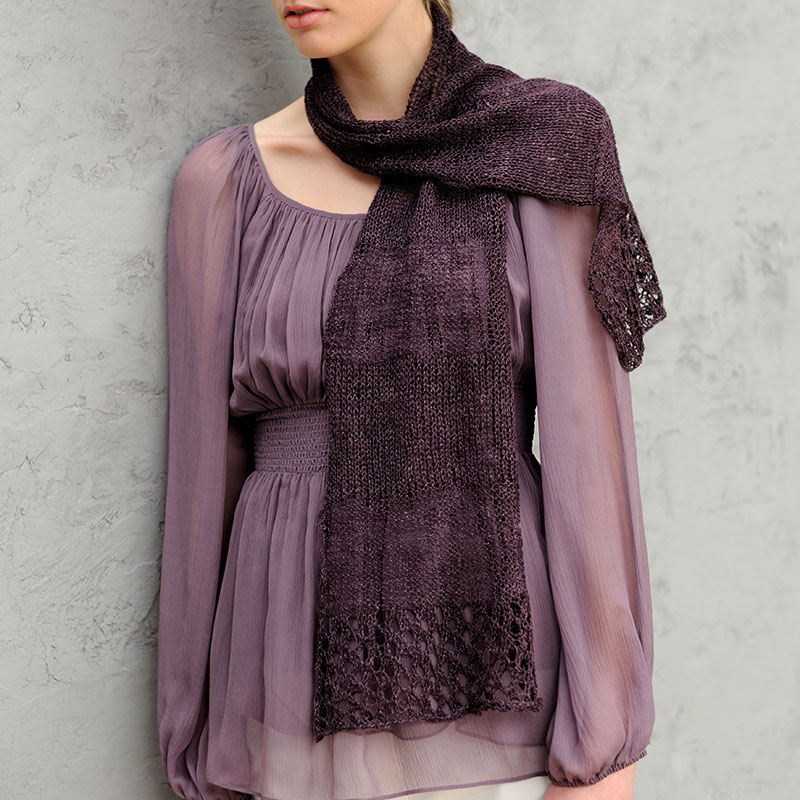 〈レシピ〉レース模様のストール(グレープ)