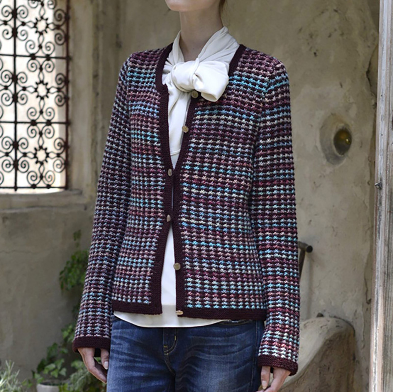 〈レシピ〉　ストライプの模様編みジャケット