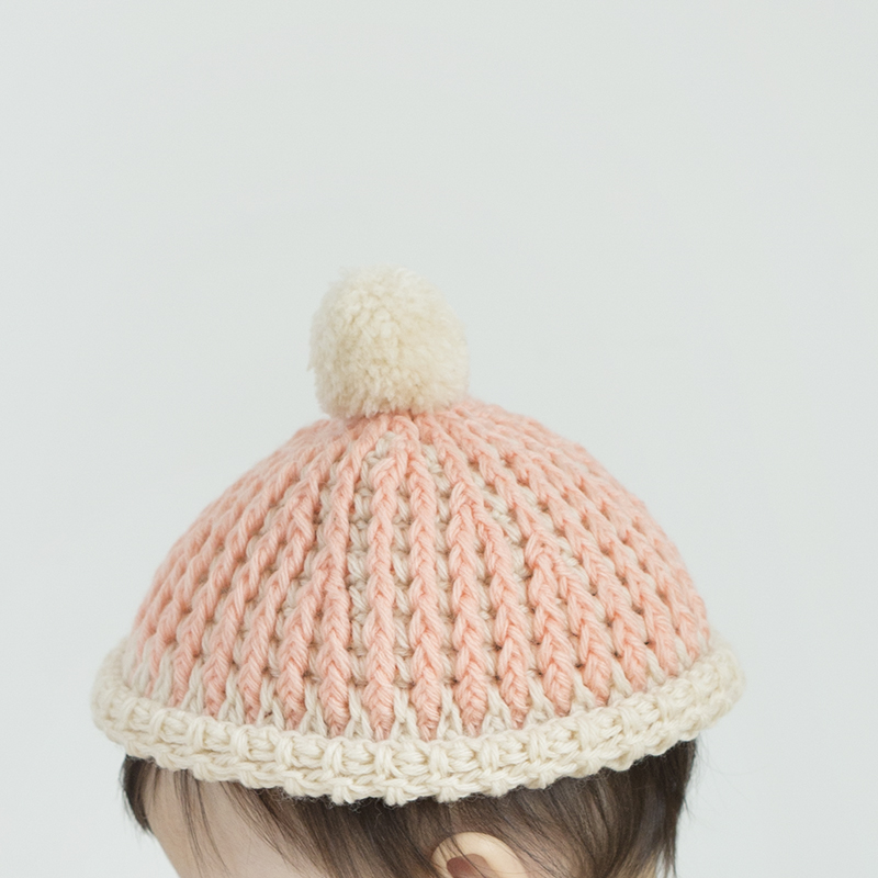 〈レシピ〉引き上げ編みのニット帽（子供用）