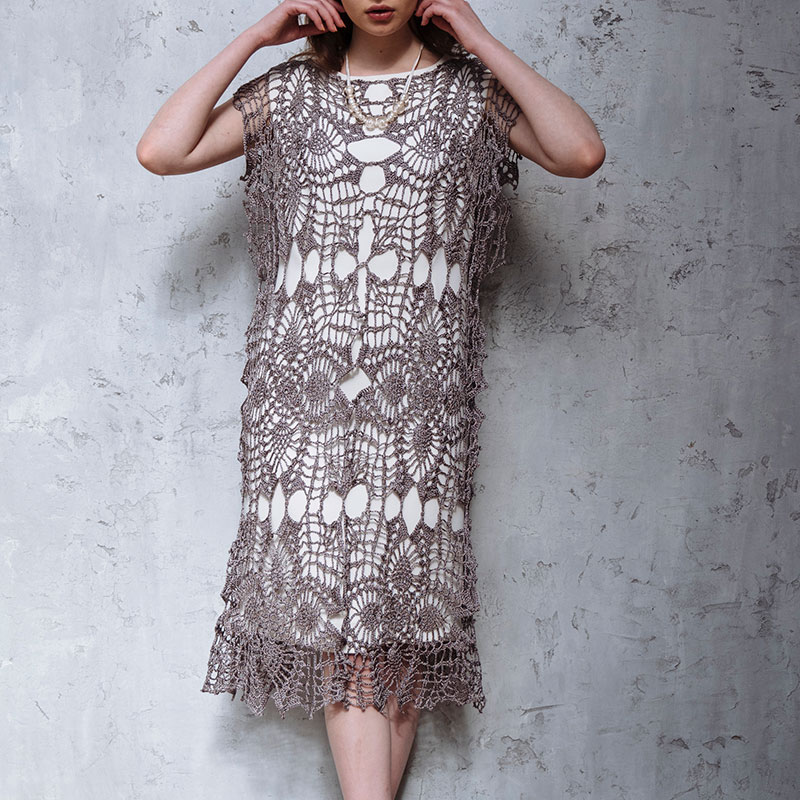 〈レシピ〉大きなモチーフのロングベスト