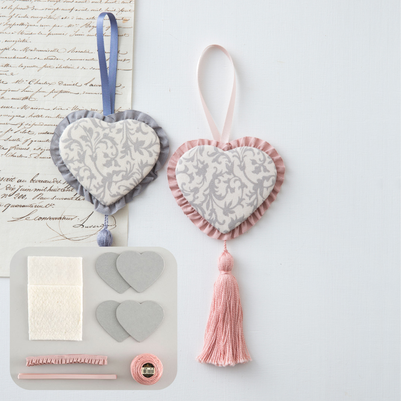 タッセル付きハート形アロマオーナメントキット・2個ピンク