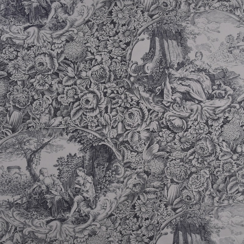 クラシカルプリント　グレー（1ｍ単位）