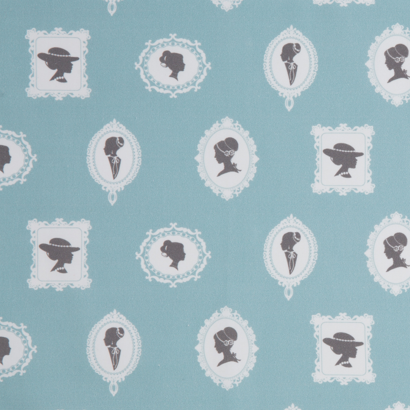 カメオ柄　サックス（1ｍ単位）