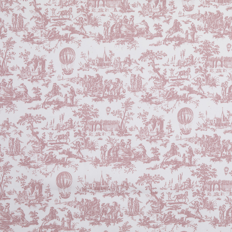 トワルドジュイ気球柄　パールローズピンク （1ｍ）