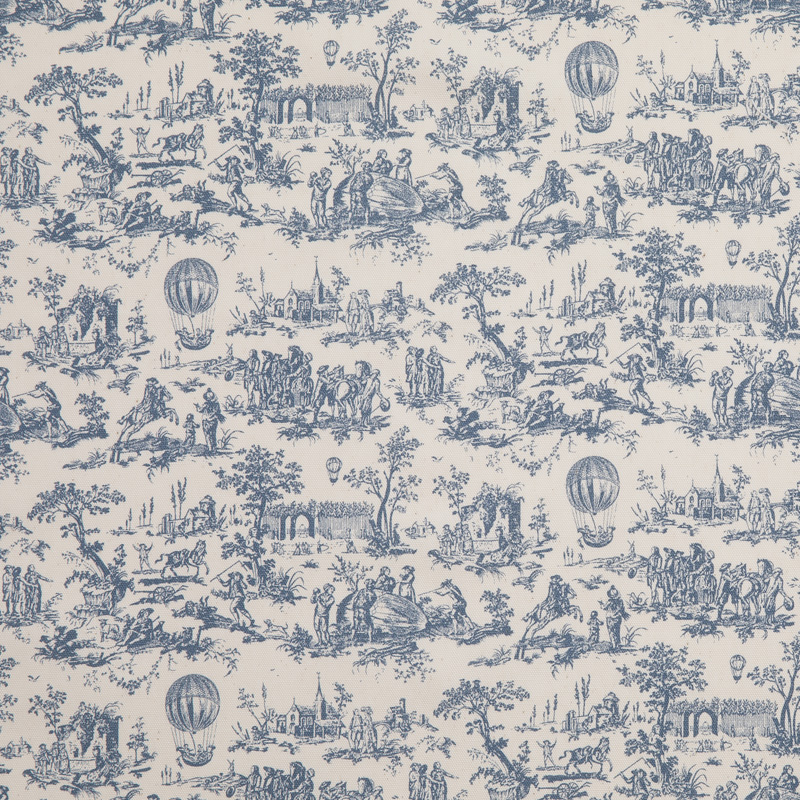 トワルドジュイ気球柄 フェイドブルー （1ｍ）