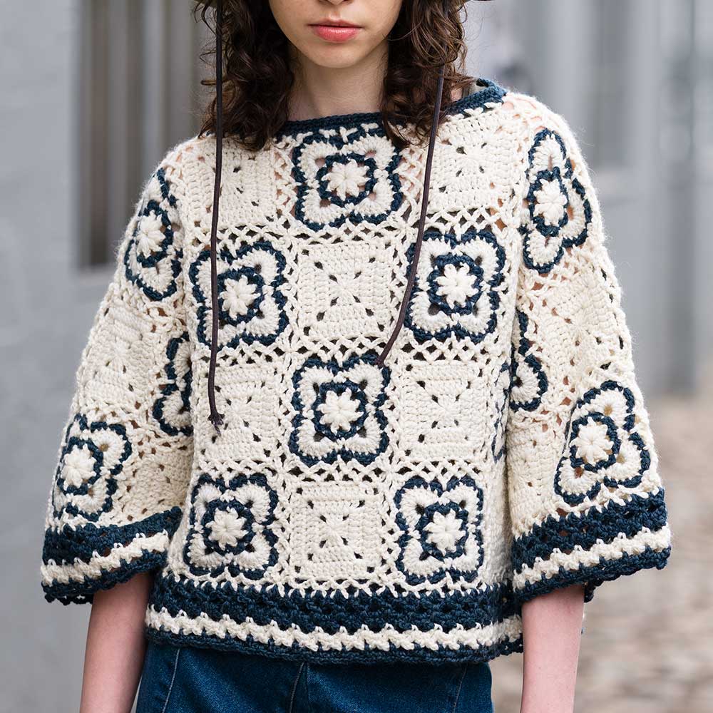 ＜レシピ付き糸セット＞モチーフのプルオーバー