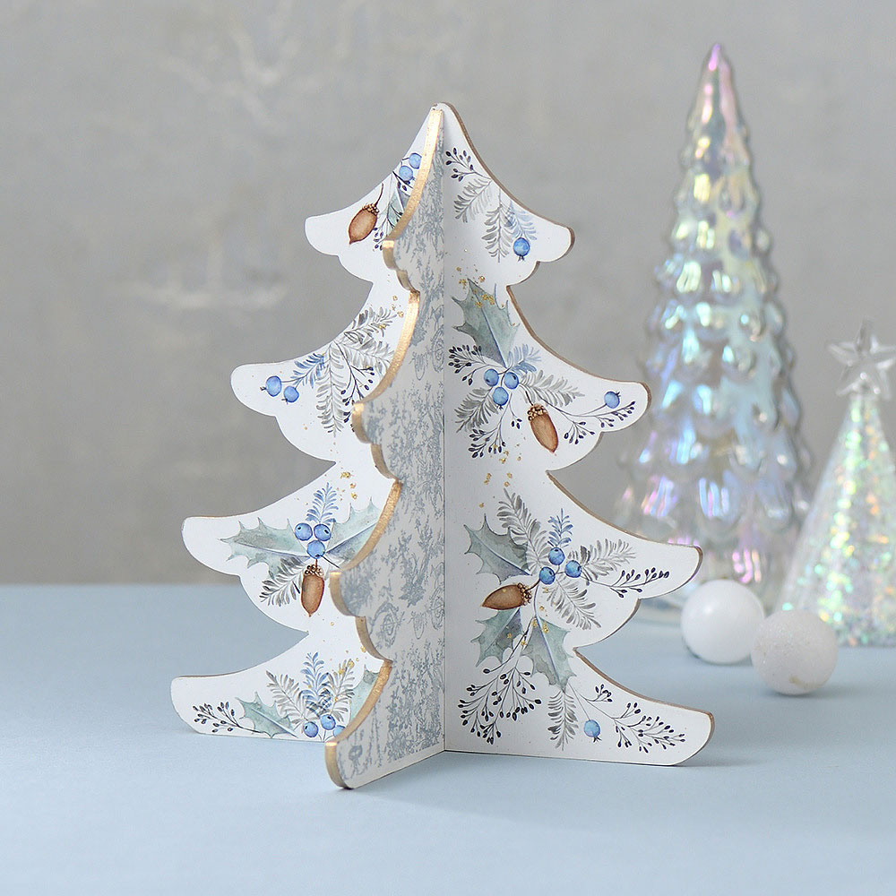 〈動画レッスン〉川島詠子の「水彩画風のにじみを楽しむ ヒイラギとドングリのクリスマスツリー」を描く