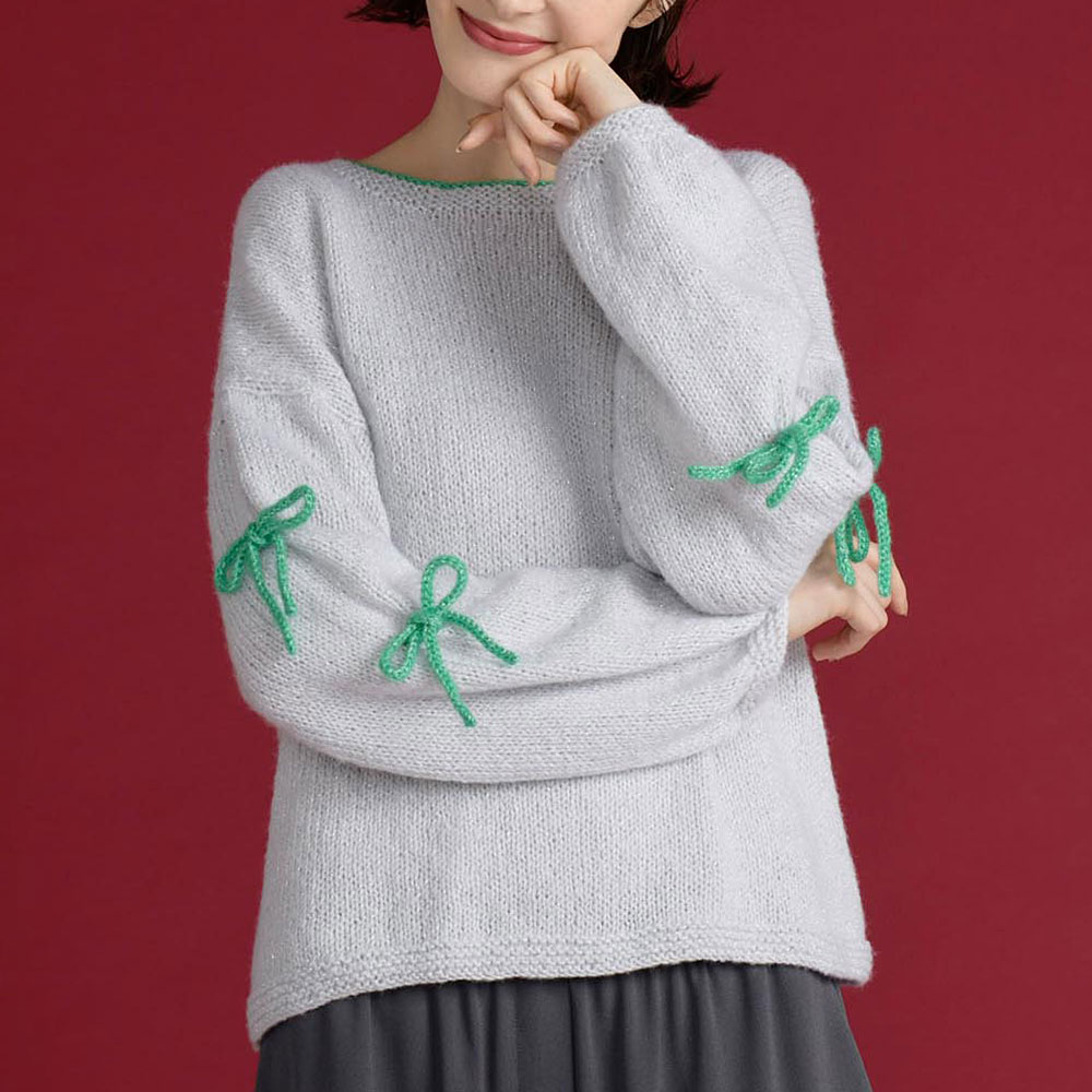 〈糸セット〉リボンのプルオーバー＆サコッシュ