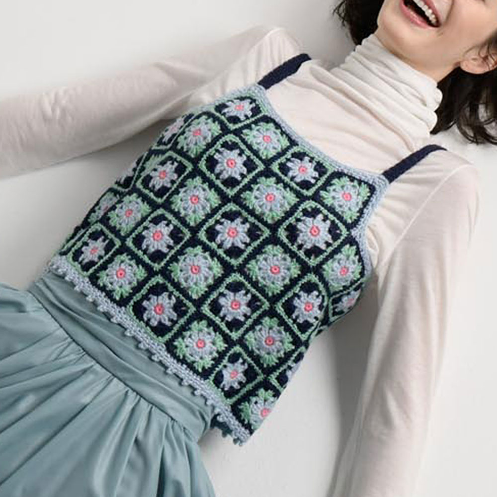 〈糸セット〉キャミソール ネイビー×薄水色 150cm