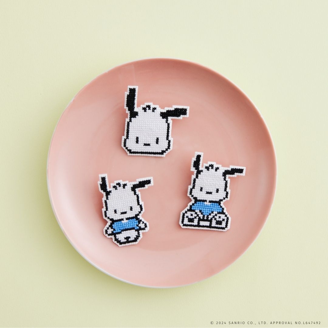 サンリオキャラクターズ クロスステッチのドット絵ブローチキット ポチャッコ