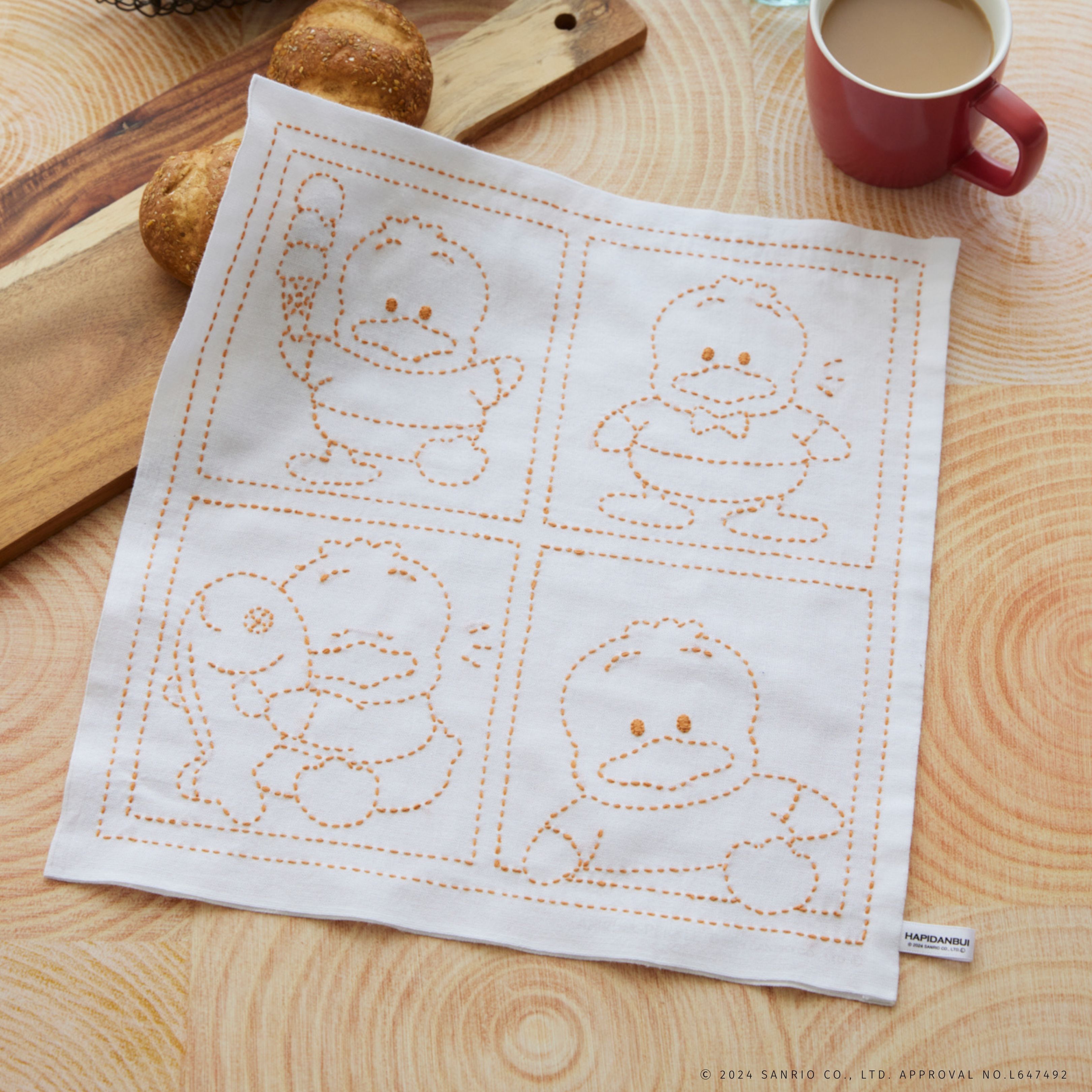 はぴだんぶいの刺し子ふきん あひるのペックル