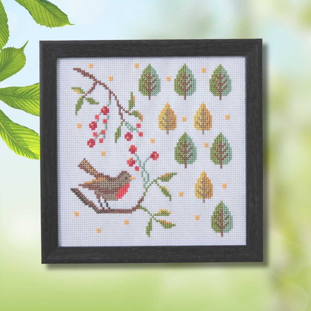 彩葉　季節を彩るクロスステッチ 小鳥と赤い実
