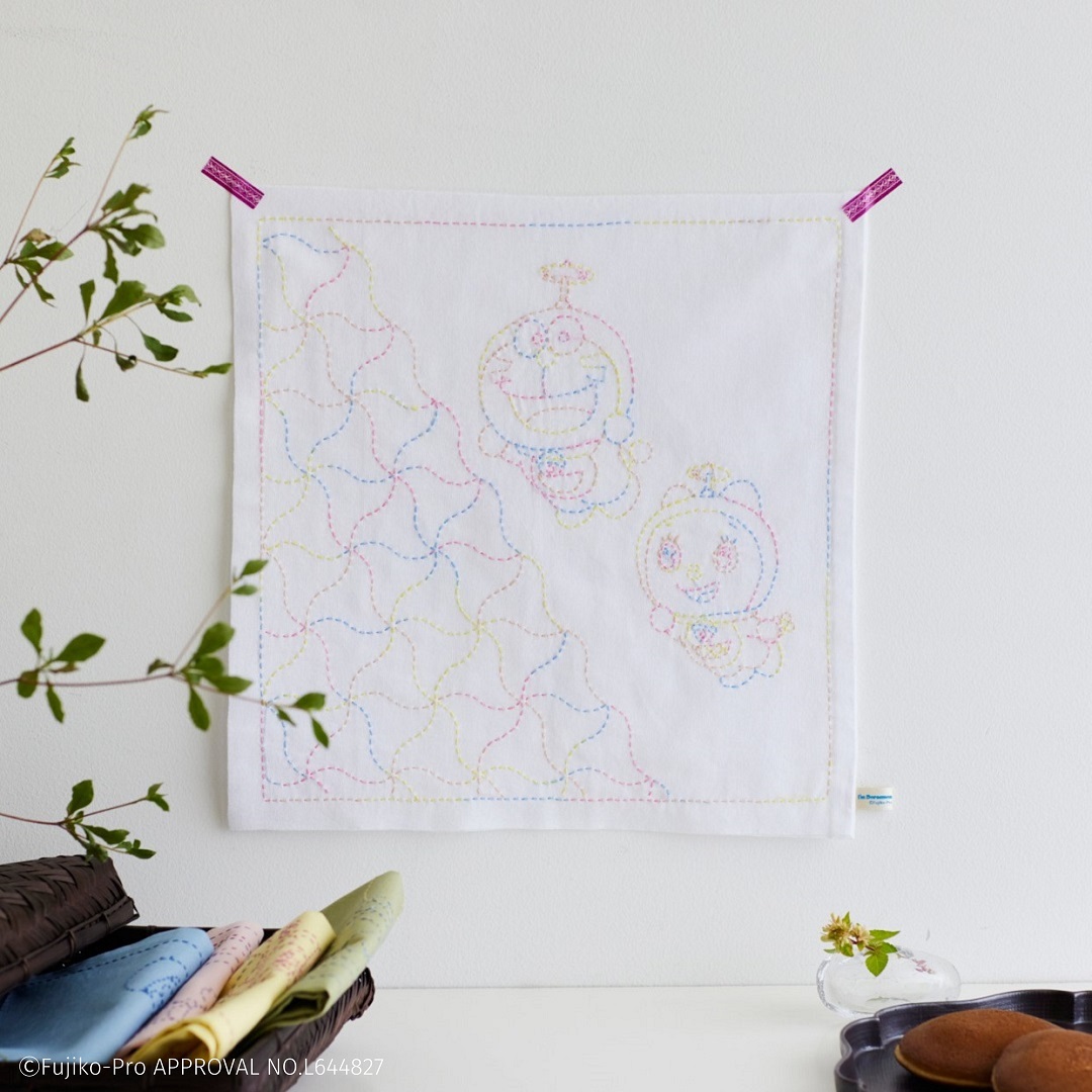 I’m Doraemon 和の伝統柄刺し子小もの 千鳥（ふきん）