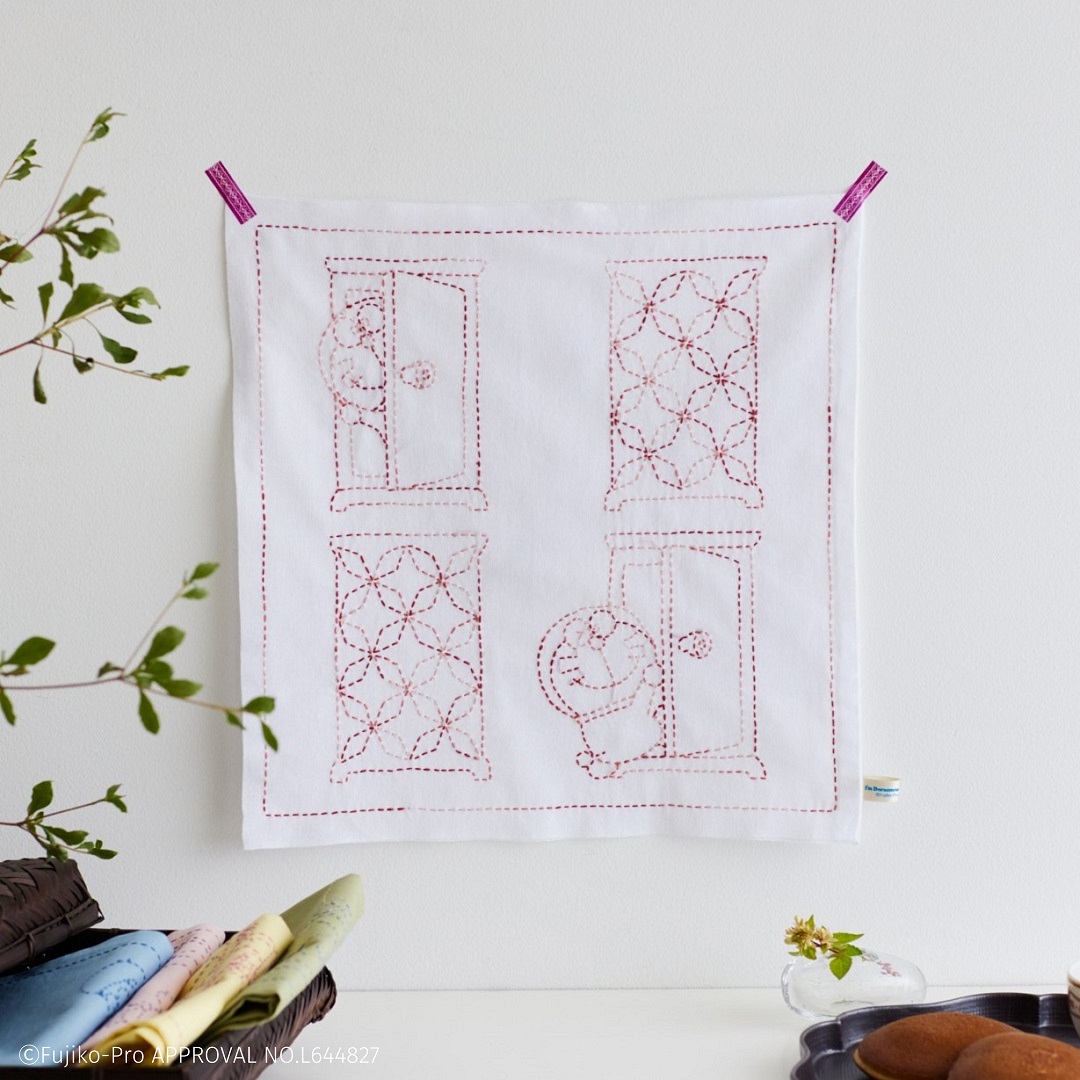 I’m Doraemon 和の伝統柄刺し子小もの 角七宝（ふきん）