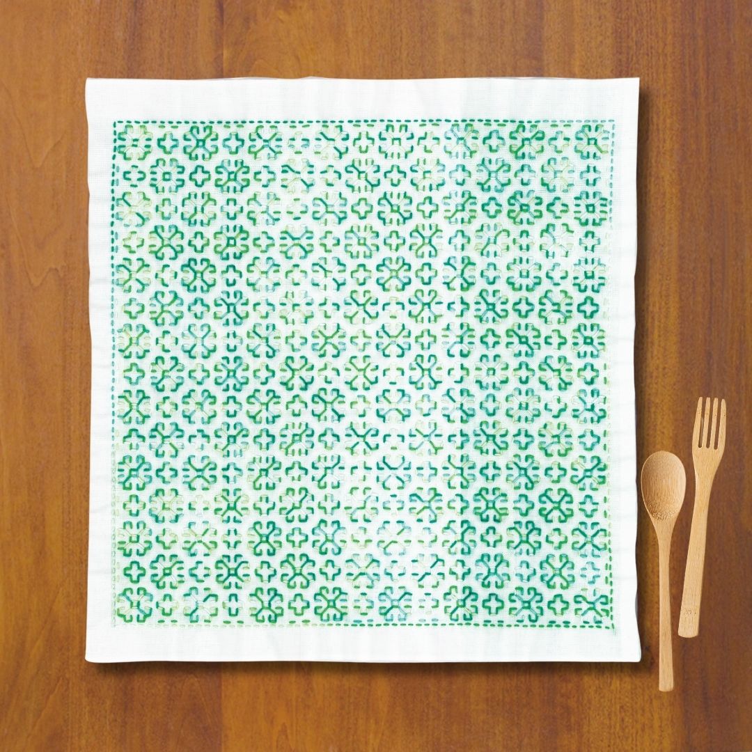 一目刺しの花ふきん　マーガレット