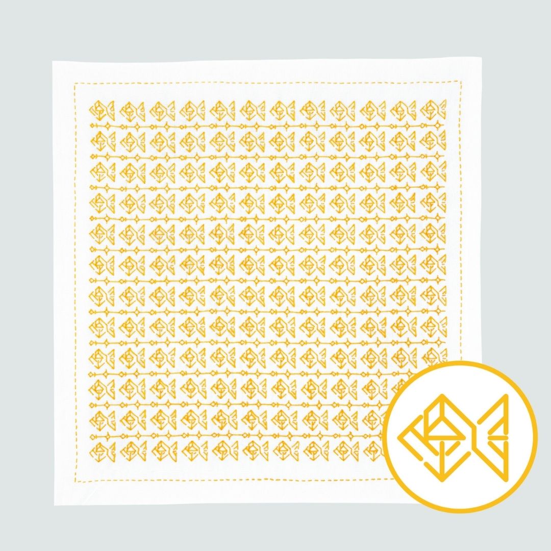 一目刺しの花ふきんキット 折り紙（金魚）