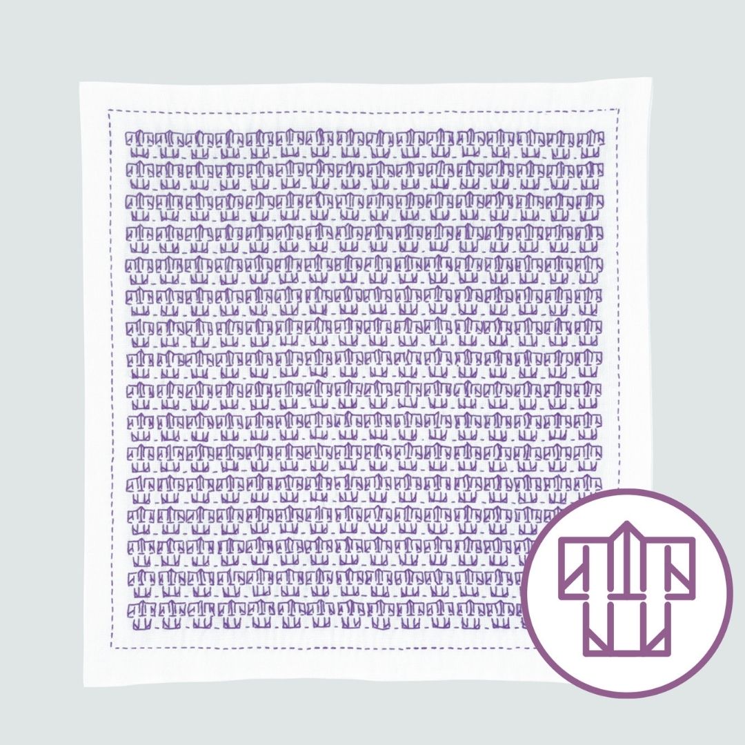 一目刺しの花ふきん 折り紙（着物）