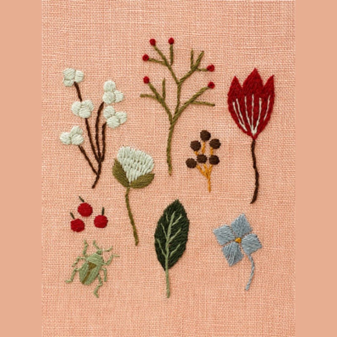 マカベアリスの刺しゅうキット「12ヵ月のモチーフと生きものたち」［秋のかけら］