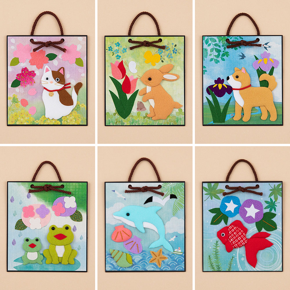 【毎月お届け】ほっこり動物の押し絵12ヶ月押し絵かべ飾り 手づくりキット（Aコース）