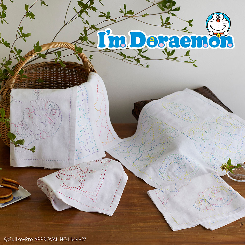 【毎月お届け】アイムドラえもん和の伝統柄 刺し子小もの 手づくりキット（Aコース）
