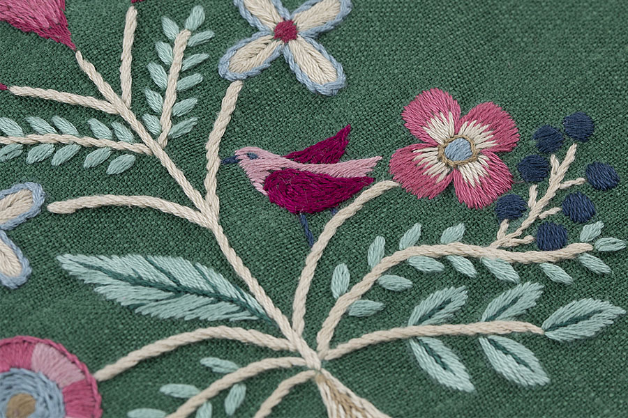 花と葉と小鳥たち マカベアリスさんの刺繍キット『刺繍で描く植物模様』
